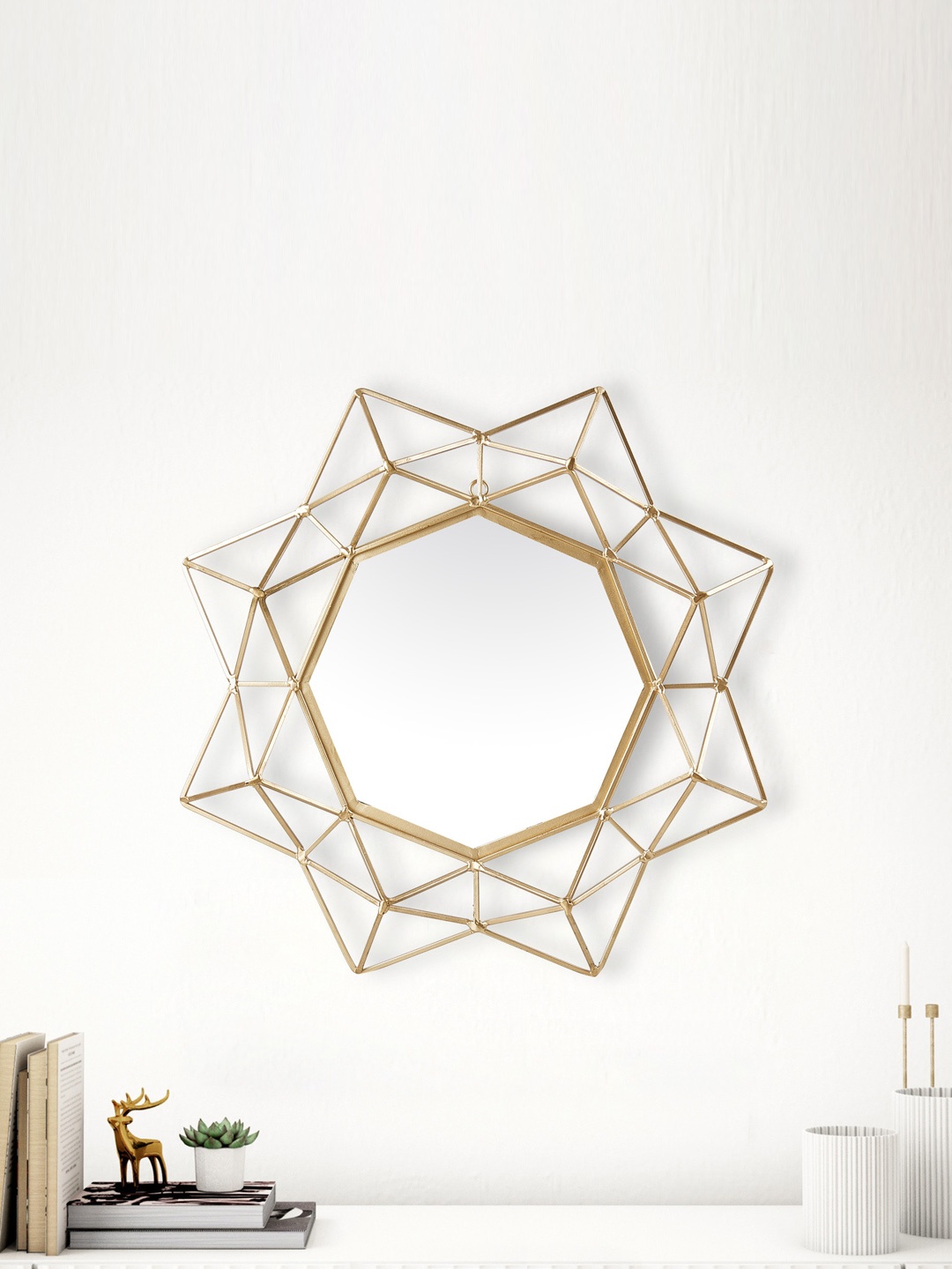 

Home Centre Gold Toned Panorama Fresco Metal Mirror Frame Wall Art