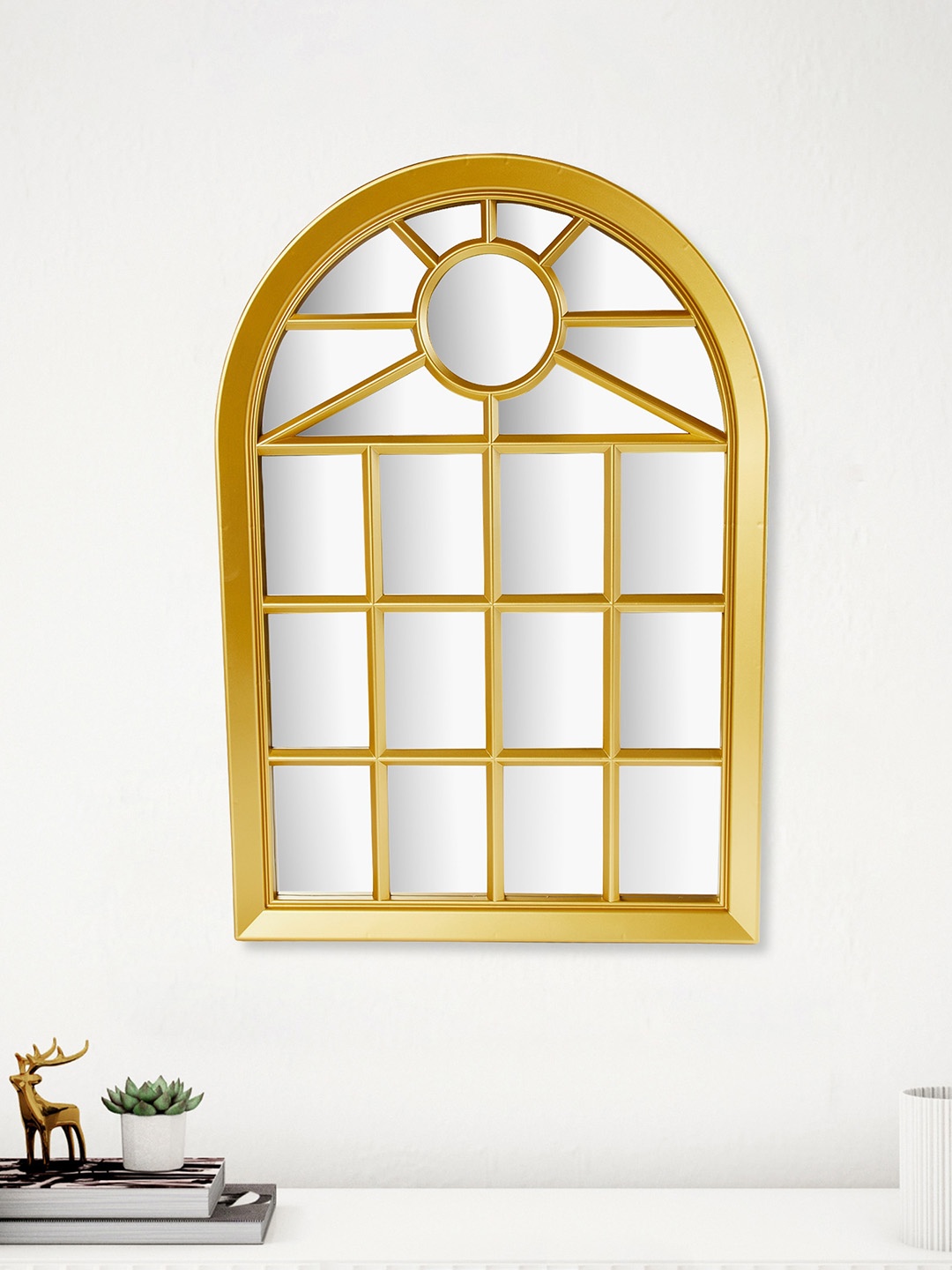 

Home Centre Polypropylene Window Decorative Wall Mirror, Gold