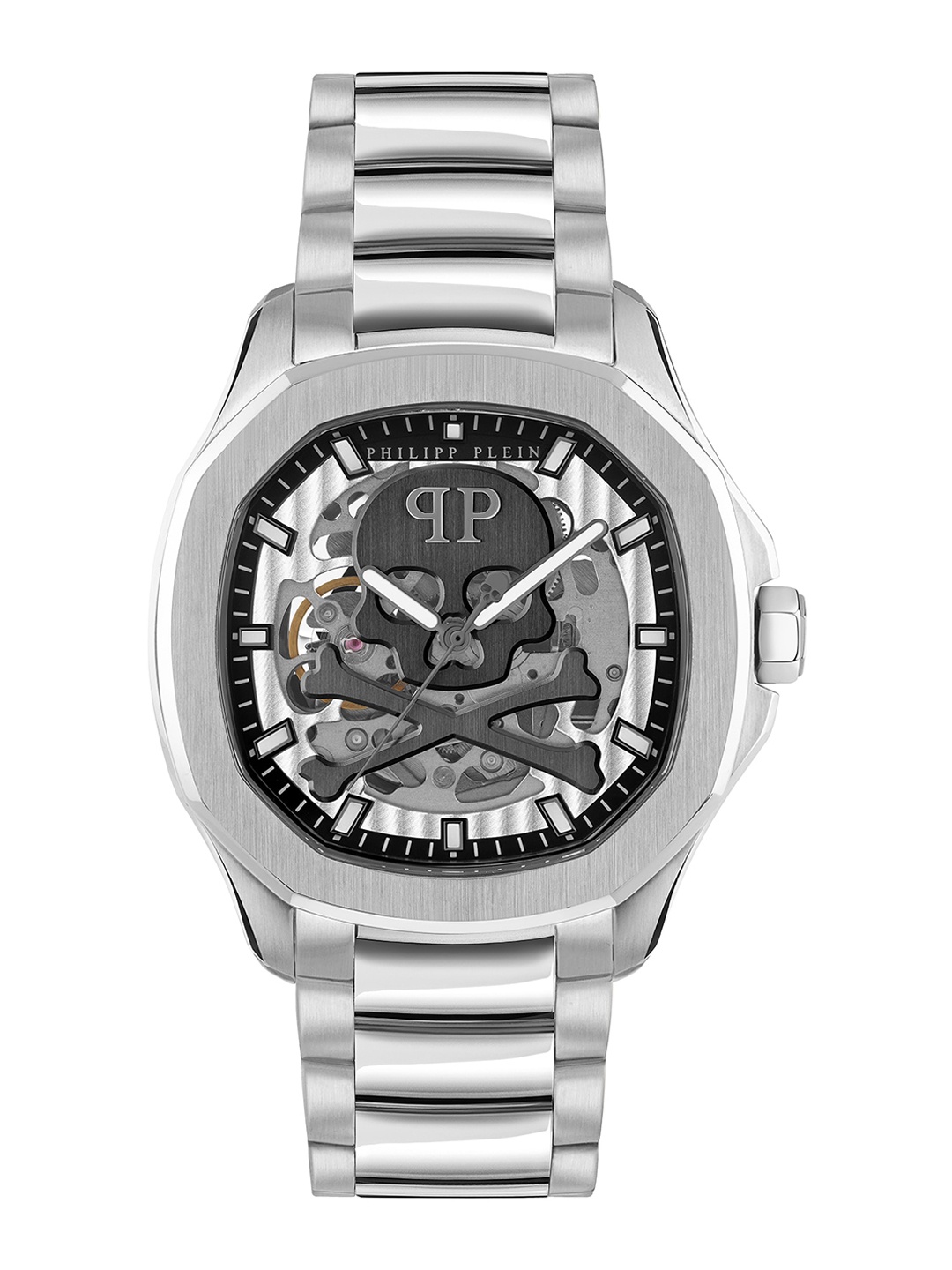 

PHILIPP PLEIN Men Water Resistance Stainless Steel Analogue Automatic Watch PWRAA0223, Silver