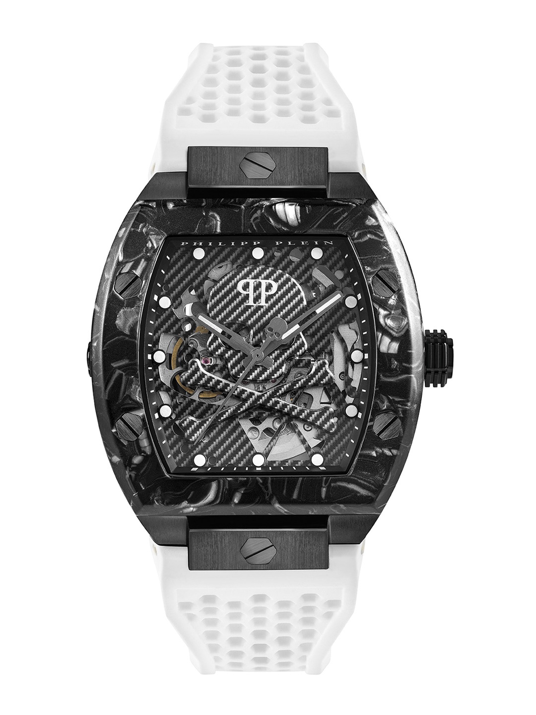 

PHILIPP PLEIN Men Printed Dial & Textured Straps Analogue Automatic Watch PWBAA1122, Black