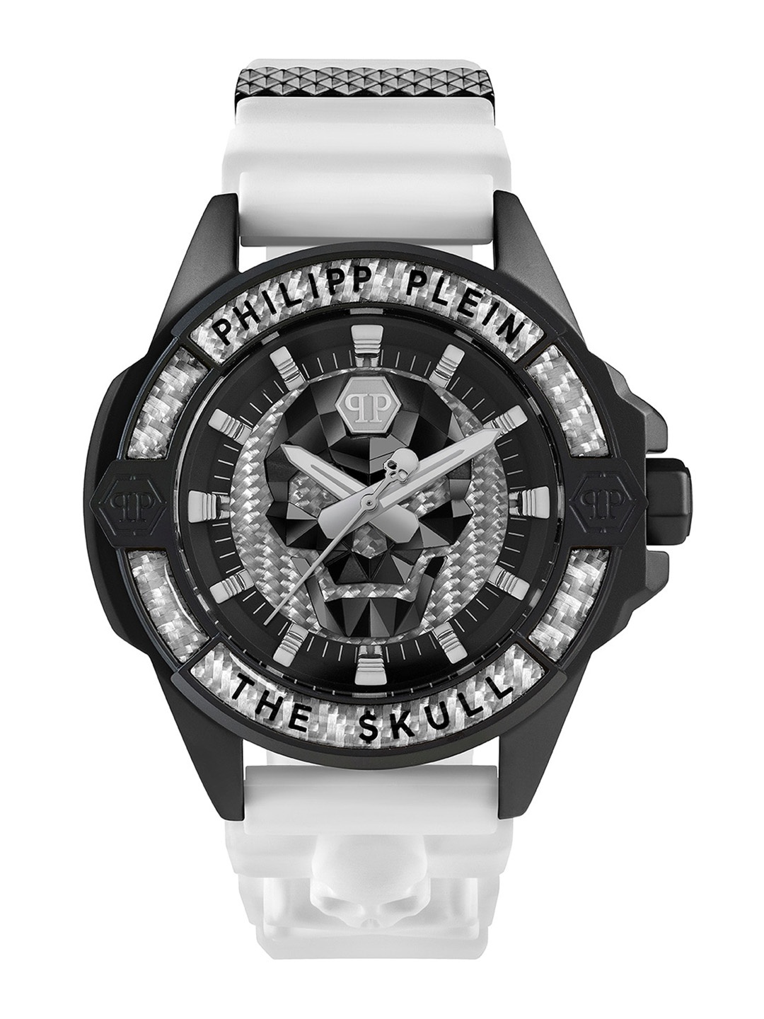 

PHILIPP PLEIN Men Embellished Dial & White Straps Analogue Watch PWAAA1822, Silver