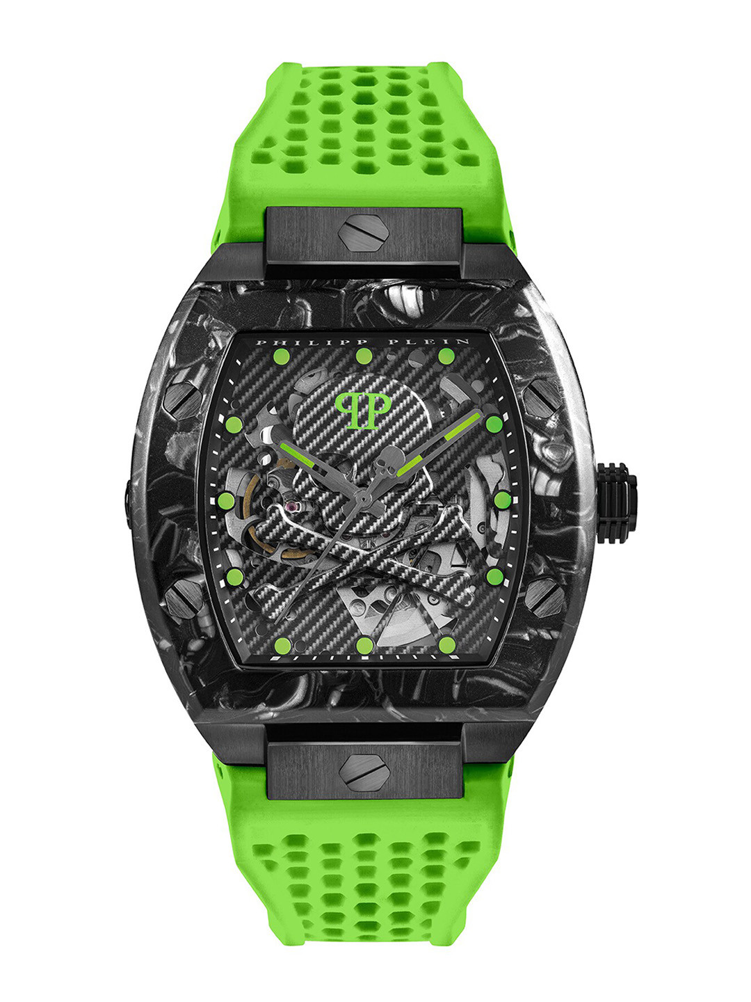 

PHILIPP PLEIN Men Printed Dial & Textured Straps Analogue Automatic Watch PWBAA1022, Black