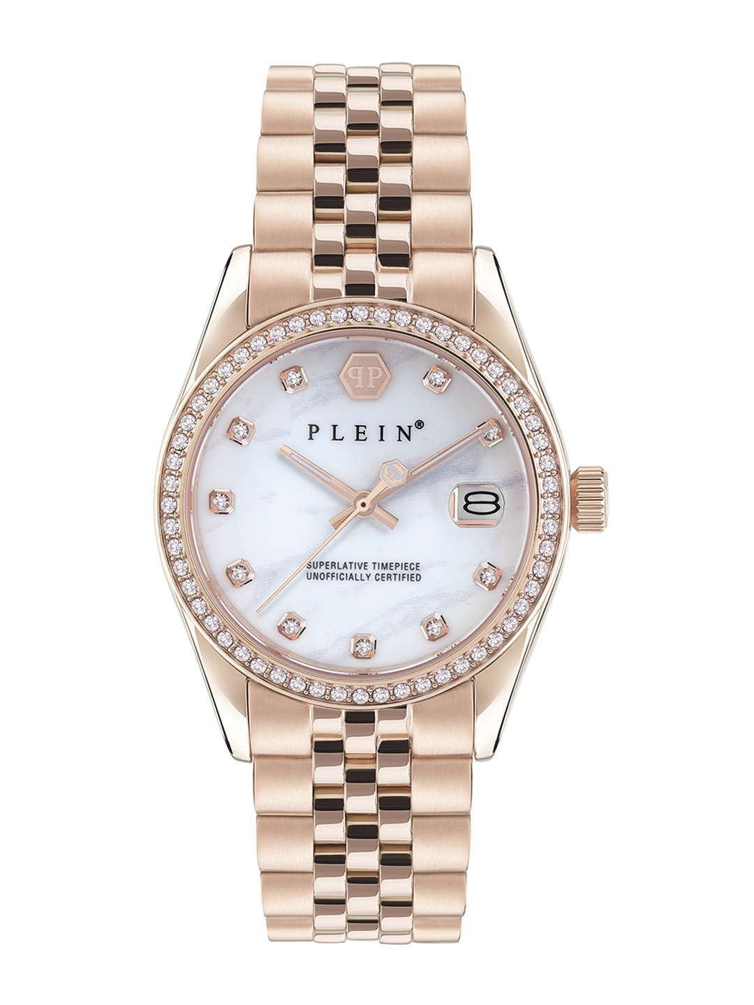 

PHILIPP PLEIN Women Embellished Dial & Stainless Steel Analogue Watch PWYAA0623, Gold