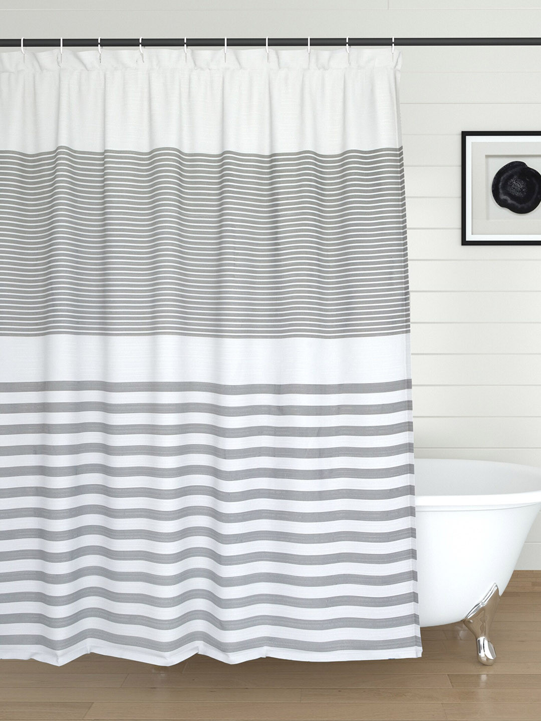 

Home Centre Richmond Cortina Striped Shower Curtain With Rings, White