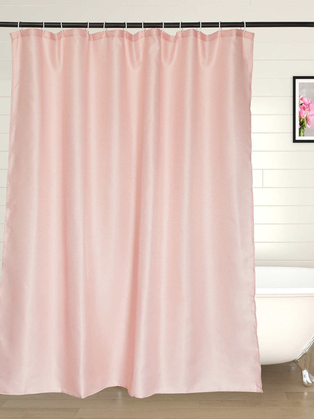 

Home Centre Richmond Cortina Pink Jacquard Shower Curtain with Rings