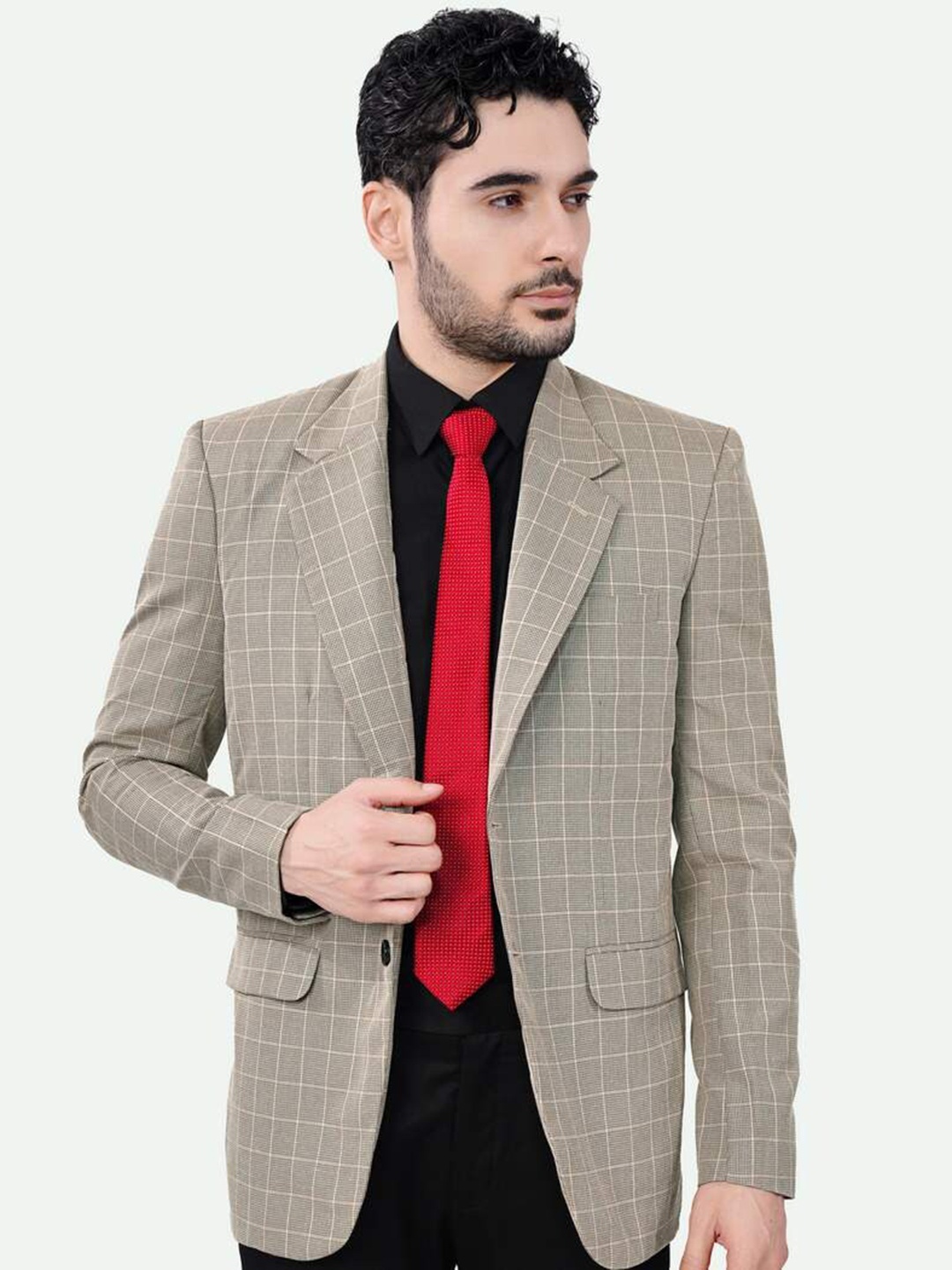 

FRENCH CROWN Checked Single Breasted Formal Blazers, Brown
