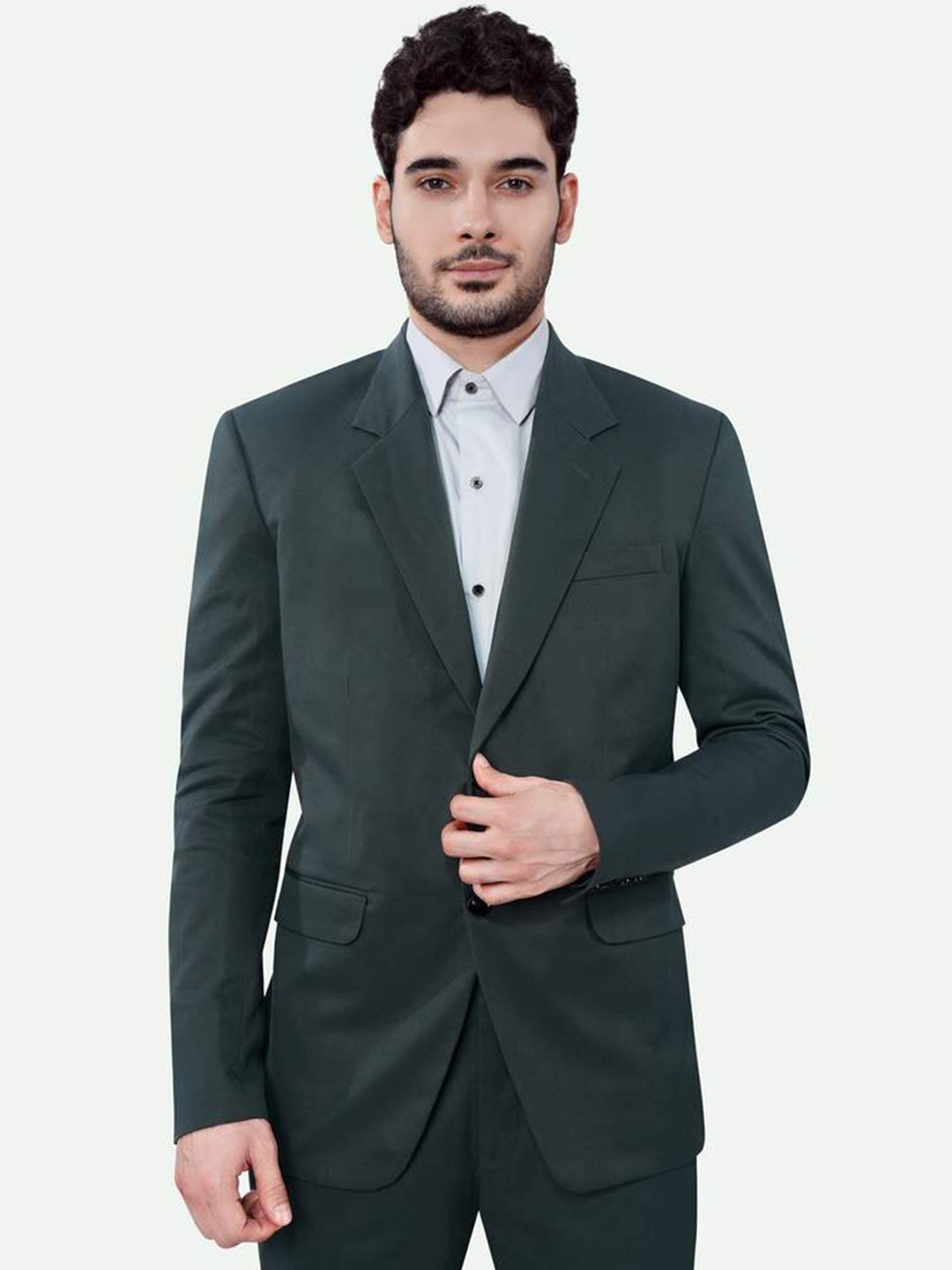 

FRENCH CROWN Cotton Single Breasted Formal Blazer, Grey