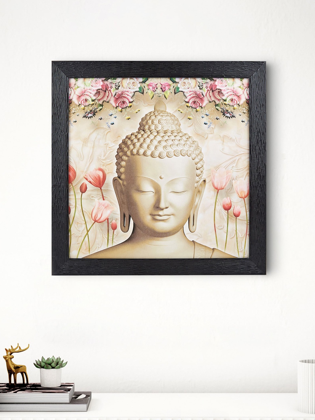 

Home Centre Gold-Toned Aura Refresh Wooden Buddha Painting Framed Wall Art