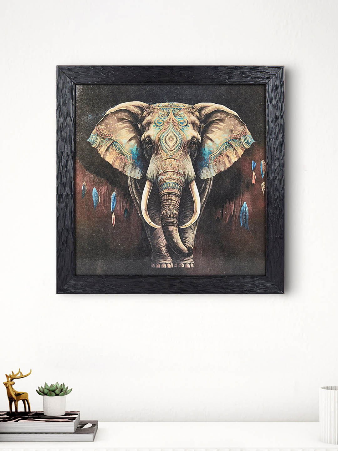 

Home Centre Wooden Elephant Picture Frame, Black