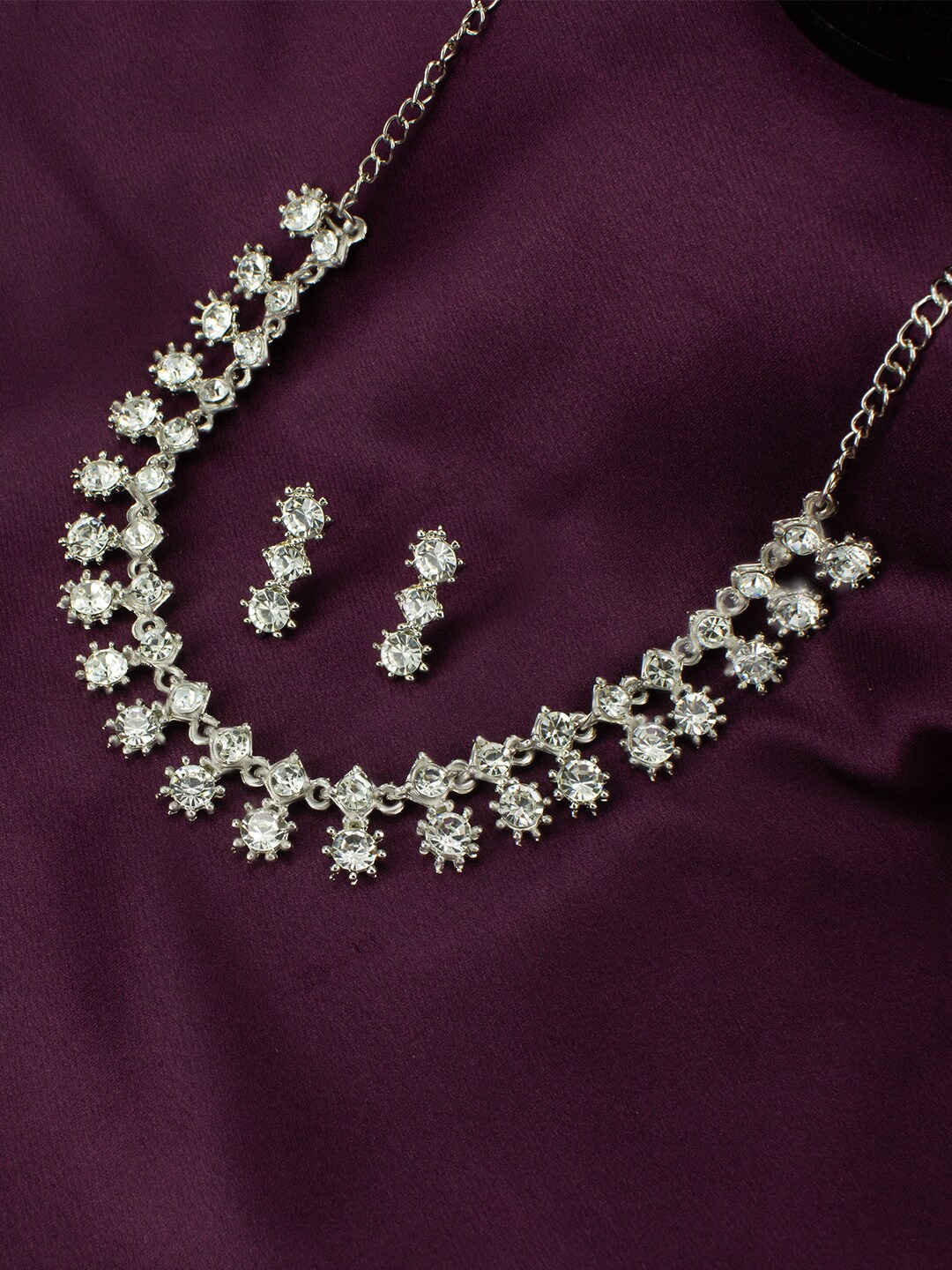 

PRIVIU Silver-Plated AD-Studded Jewellery Set