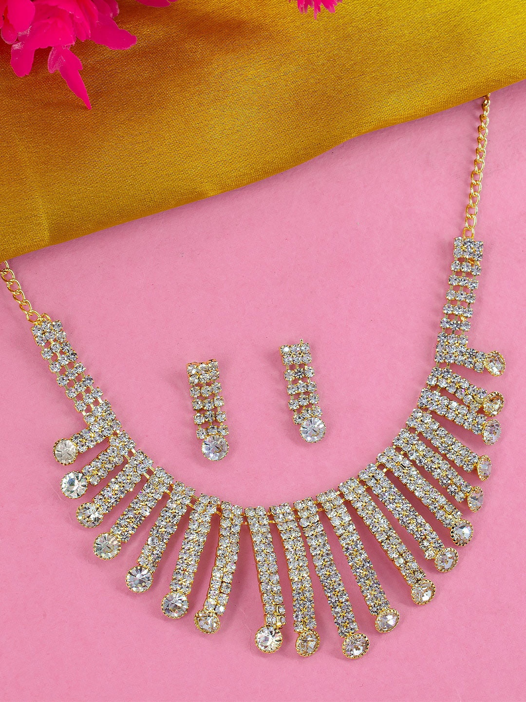 

PRIVIU Gold-Plated American Diamond Jewellery Set