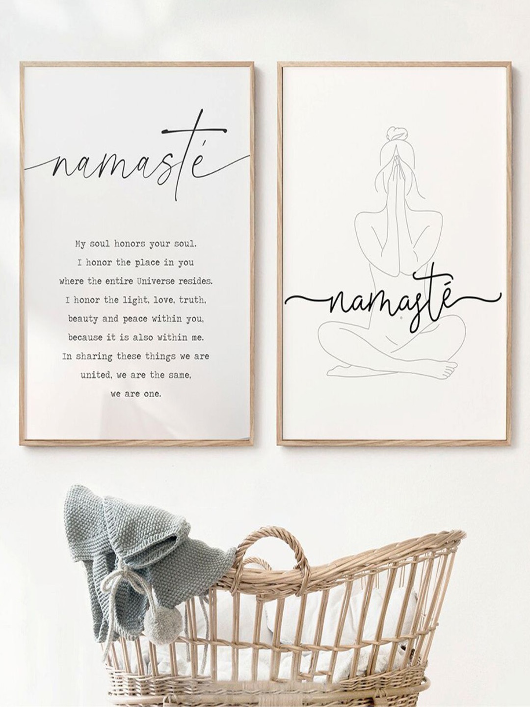 

THE HANDMADE FLAIR 2 Pcs Off White & Black Namaste Quotation Wall Art