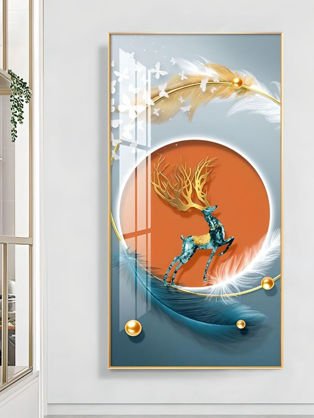 

THE HANDMADE FLAIR Deer Landscape Wall Art, Orange
