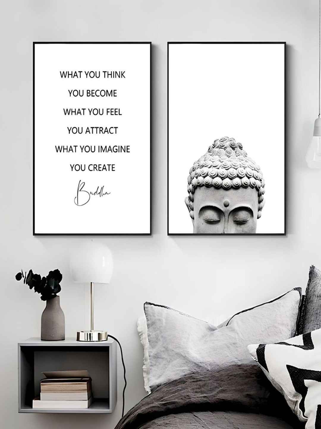 

THE HANDMADE FLAIR Black & White 2 Pieces Quotes Wall Art