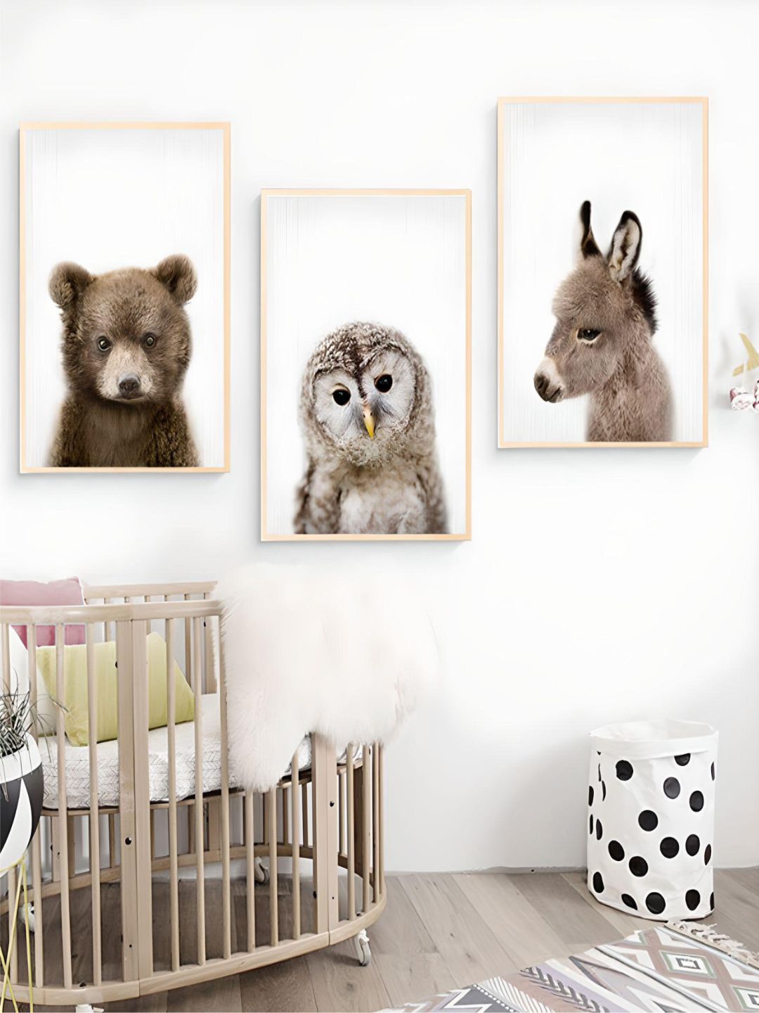 

THE HANDMADE FLAIR White 3-Pieces Nursery Printed Framed Canvas Wall Art