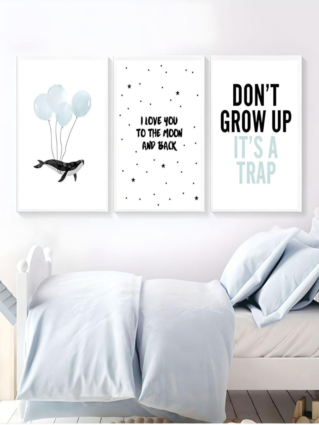 

THE HANDMADE FLAIR White & Black 3 Pieces Don't Grow Up Quote Wall Arts
