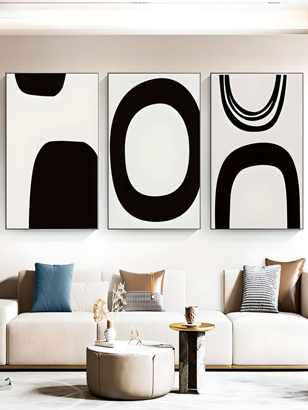 

THE HANDMADE FLAIR Black & White 3-Pieces Printed Framed Canvas Wall Art