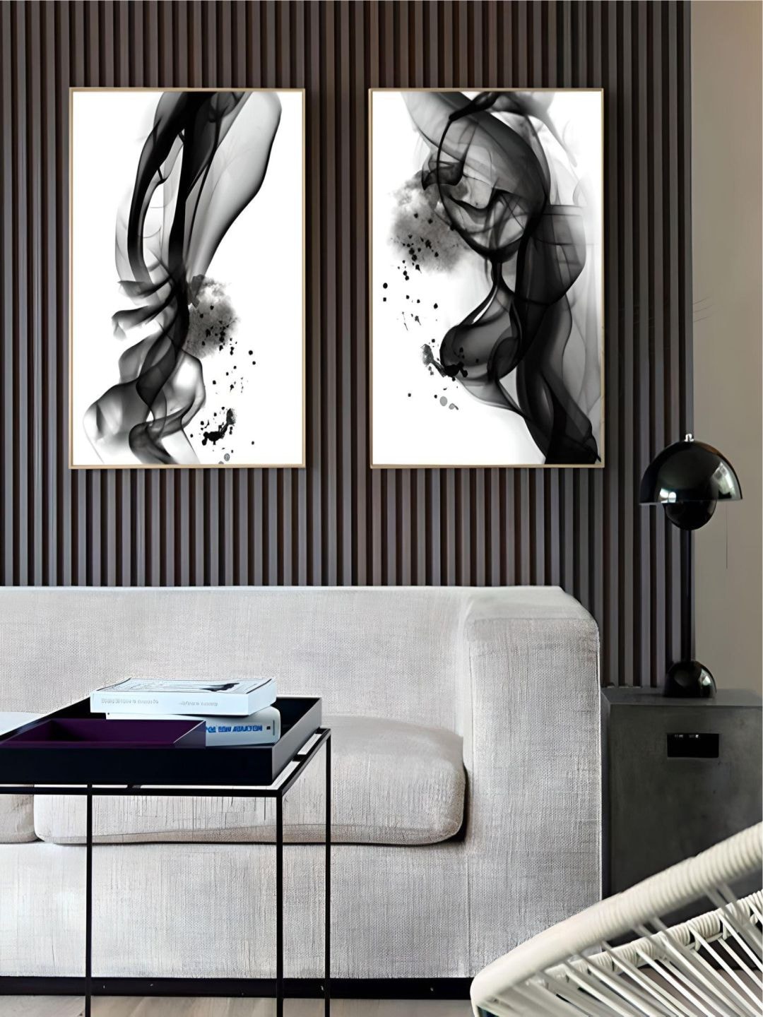 

THE HANDMADE FLAIR Black & White 2 Pieces Ink Splash Canvas Wall Arts
