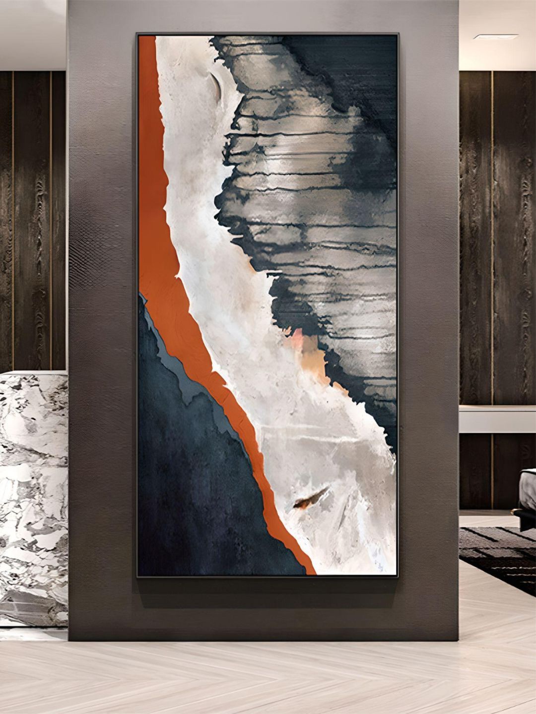

THE HANDMADE FLAIR Black & White Abstract Elements Vertical Format Canvas Wall Art