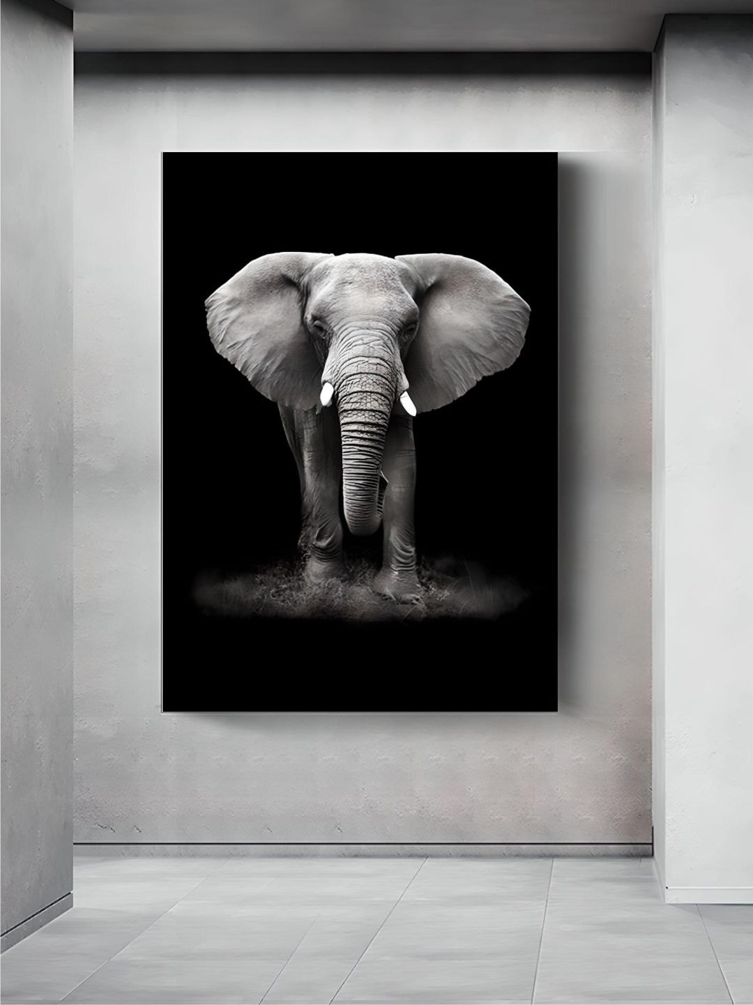 

THE HANDMADE FLAIR Wild Animals Printed Framed Canvas Wall Art, Grey