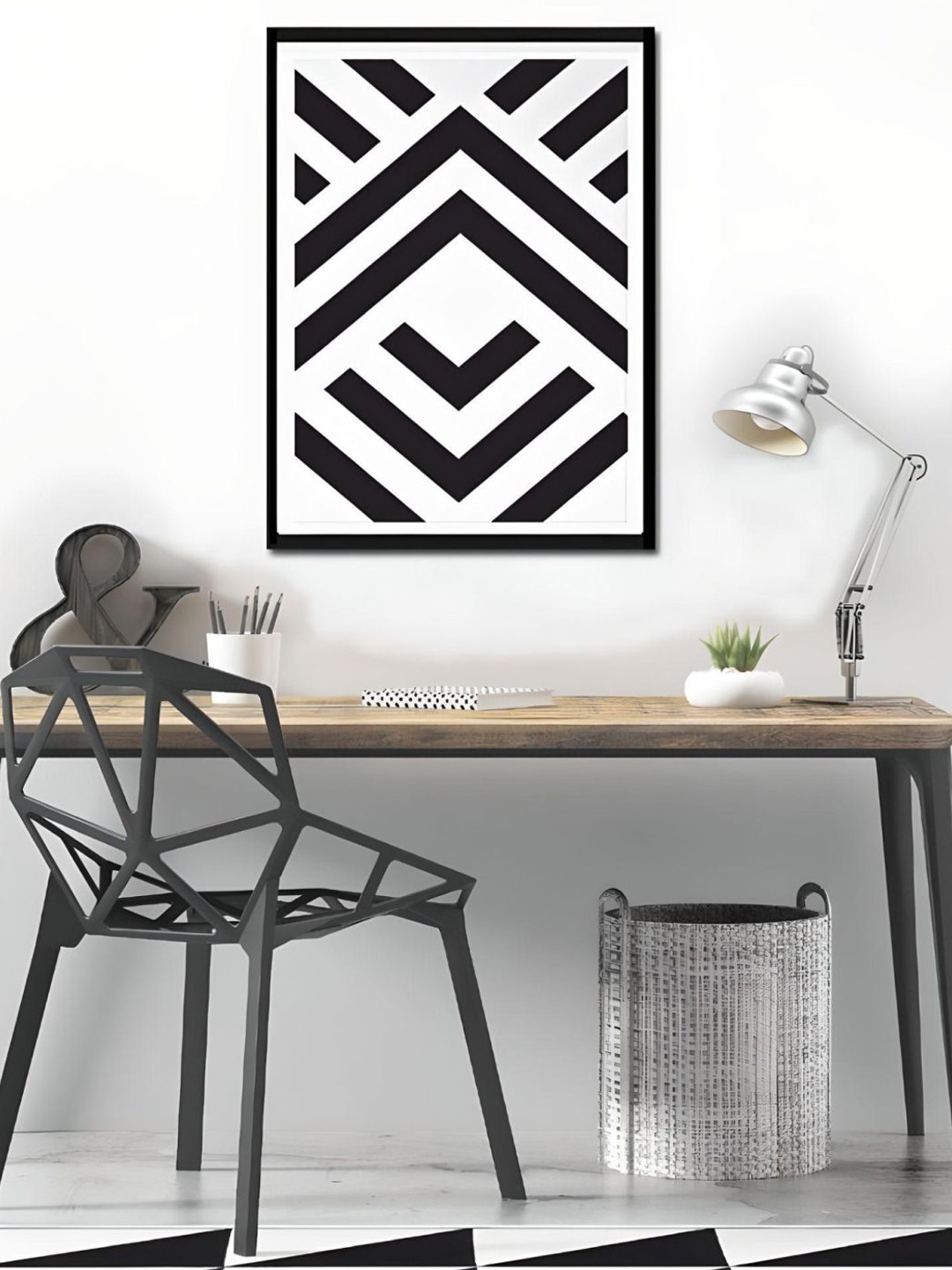 

THE HANDMADE FLAIR Black And White Minimalist Geometric Line Wall Art