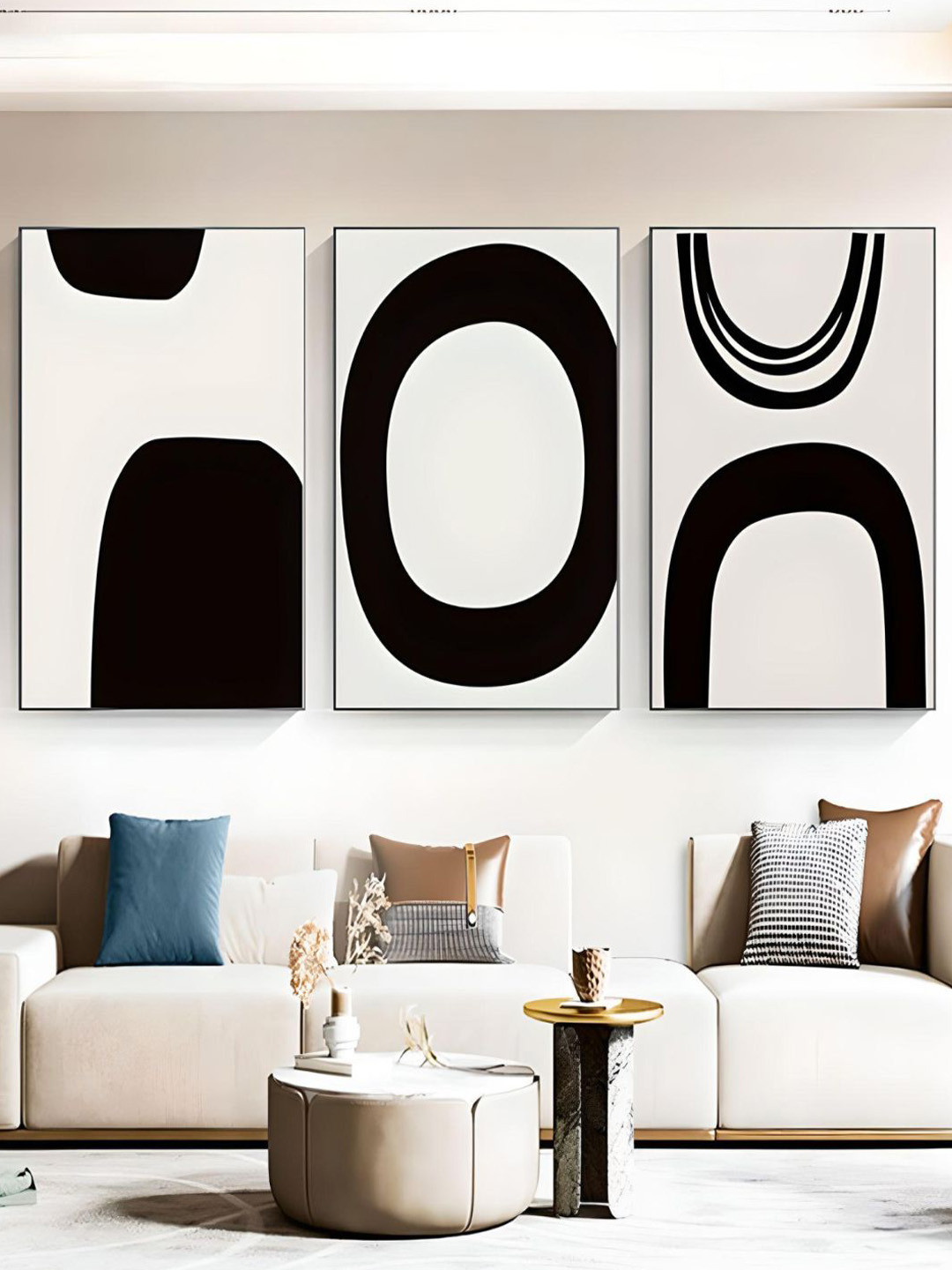 

THE HANDMADE FLAIR Black & White 3 Pieces Bold Canvas Wall Art