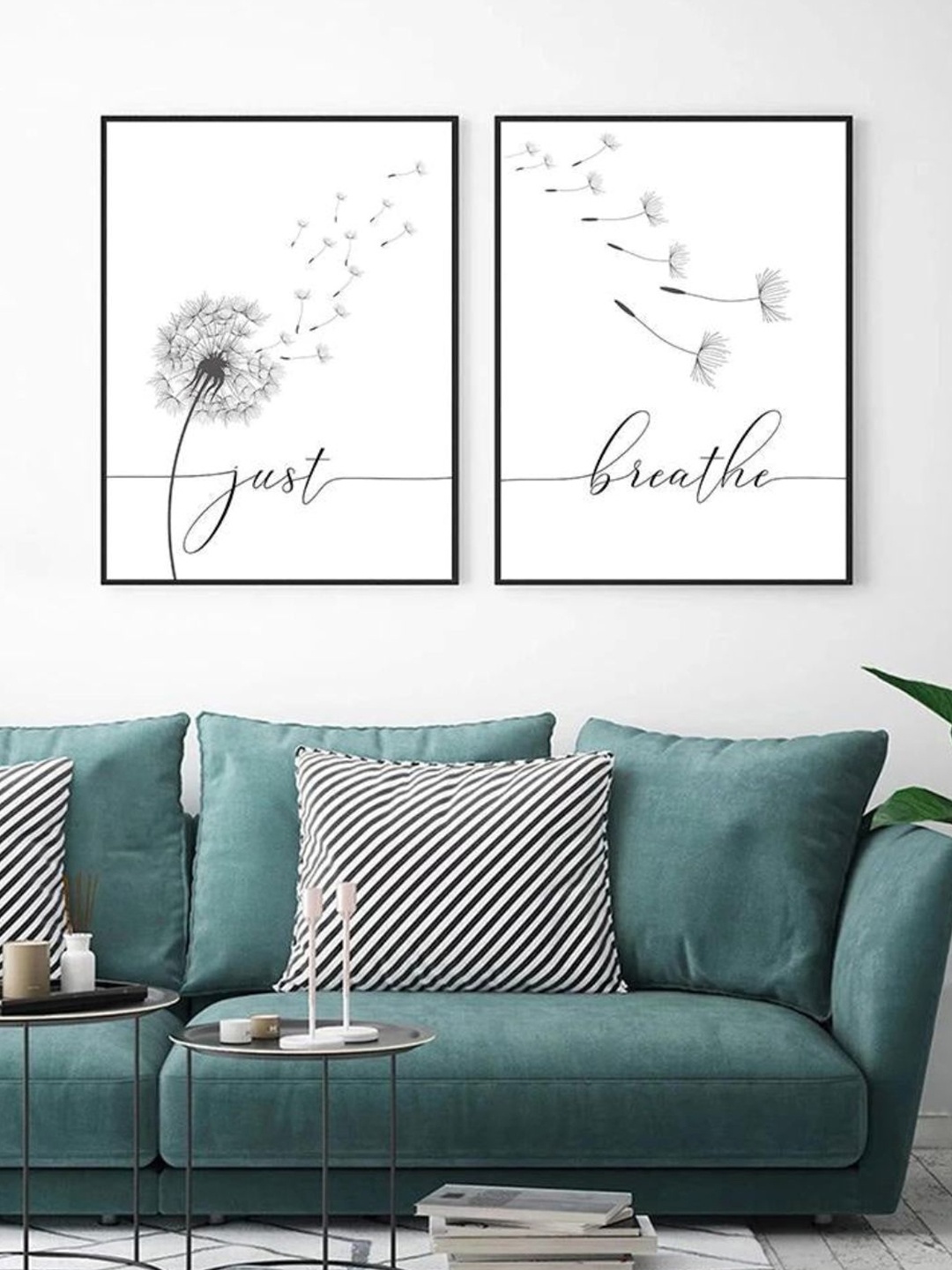 

THE HANDMADE FLAIR White 2 Pcs Inspirational Dandelion Meditation Posters Canvas Wall Art