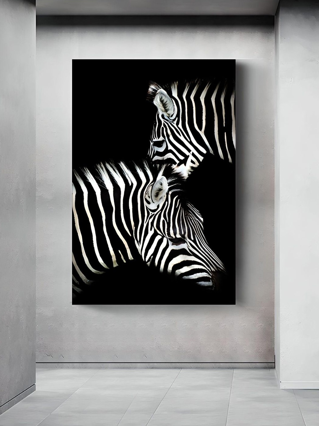

THE HANDMADE FLAIR Black & White Wild Animals Canvas Wall Art, Off white