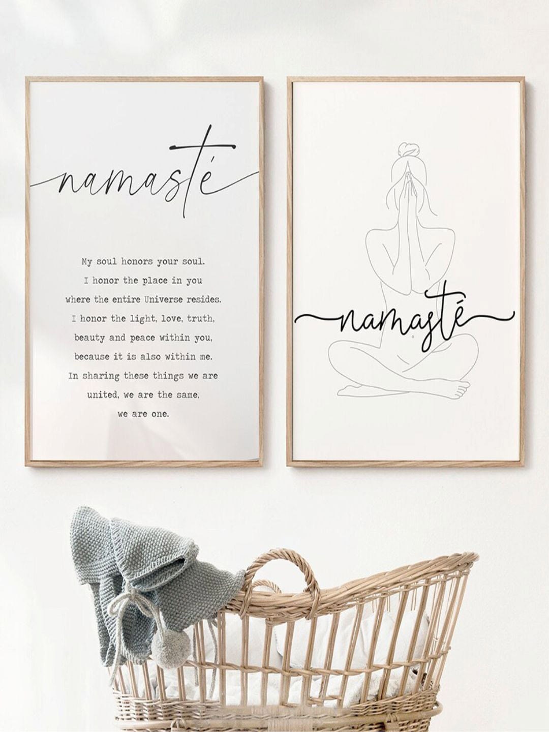 

THE HANDMADE FLAIR Off White & Black 2 Pieces Namaste Quotation Framed Wall Art