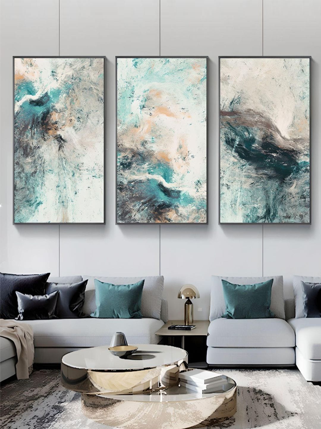

THE HANDMADE FLAIR Blue & Green 3 Pieces Natural Shades Wall Art
