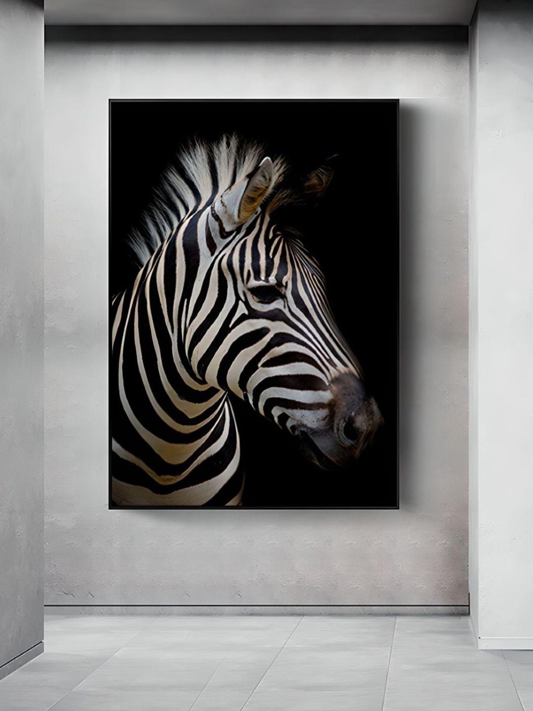 

THE HANDMADE FLAIR Black Zebra Printed Framed Canvas Wall Art