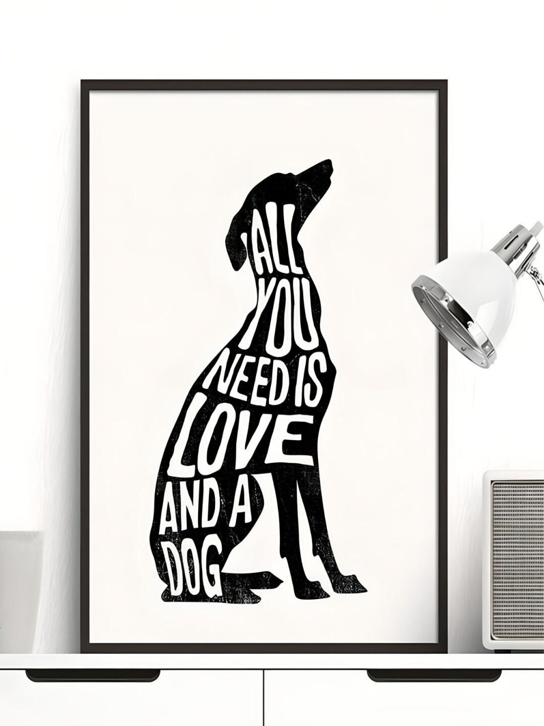 

THE HANDMADE FLAIR Black All You Need Is Love And A Dog Wall Art