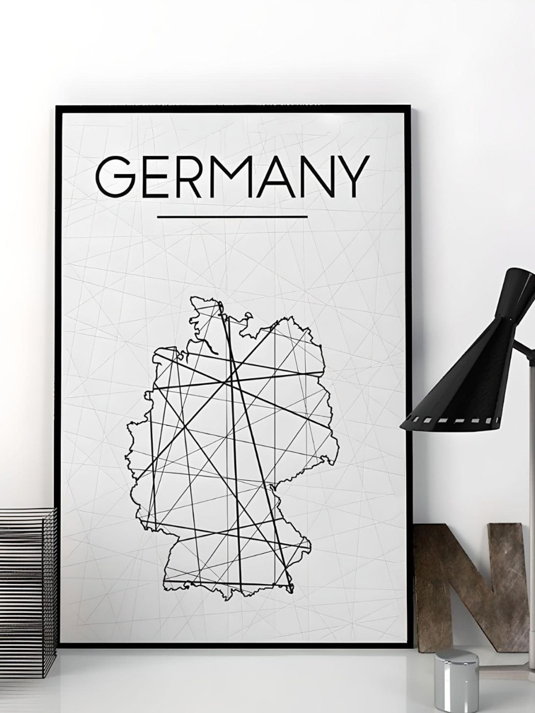 

THE HANDMADE FLAIR Off-White Germany Map Canvas Wall Art