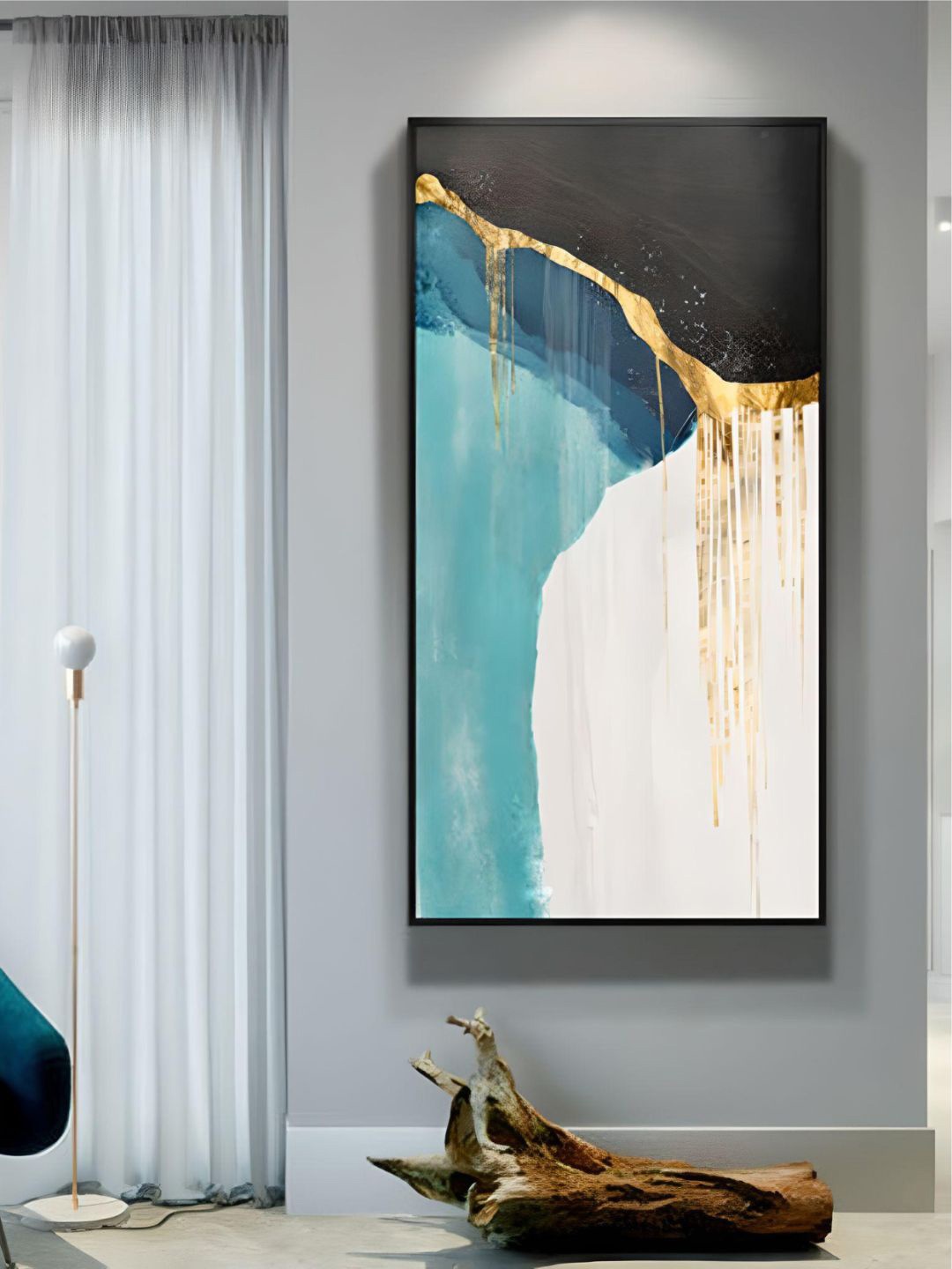 

THE HANDMADE FLAIR Blue & Off White Scandinavian Color Block Canvas Wall Art