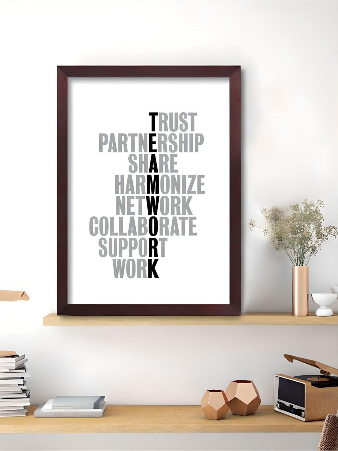 

THE HANDMADE FLAIR Off White & Black Teamwork Quotes Posters Motivational Wall Art