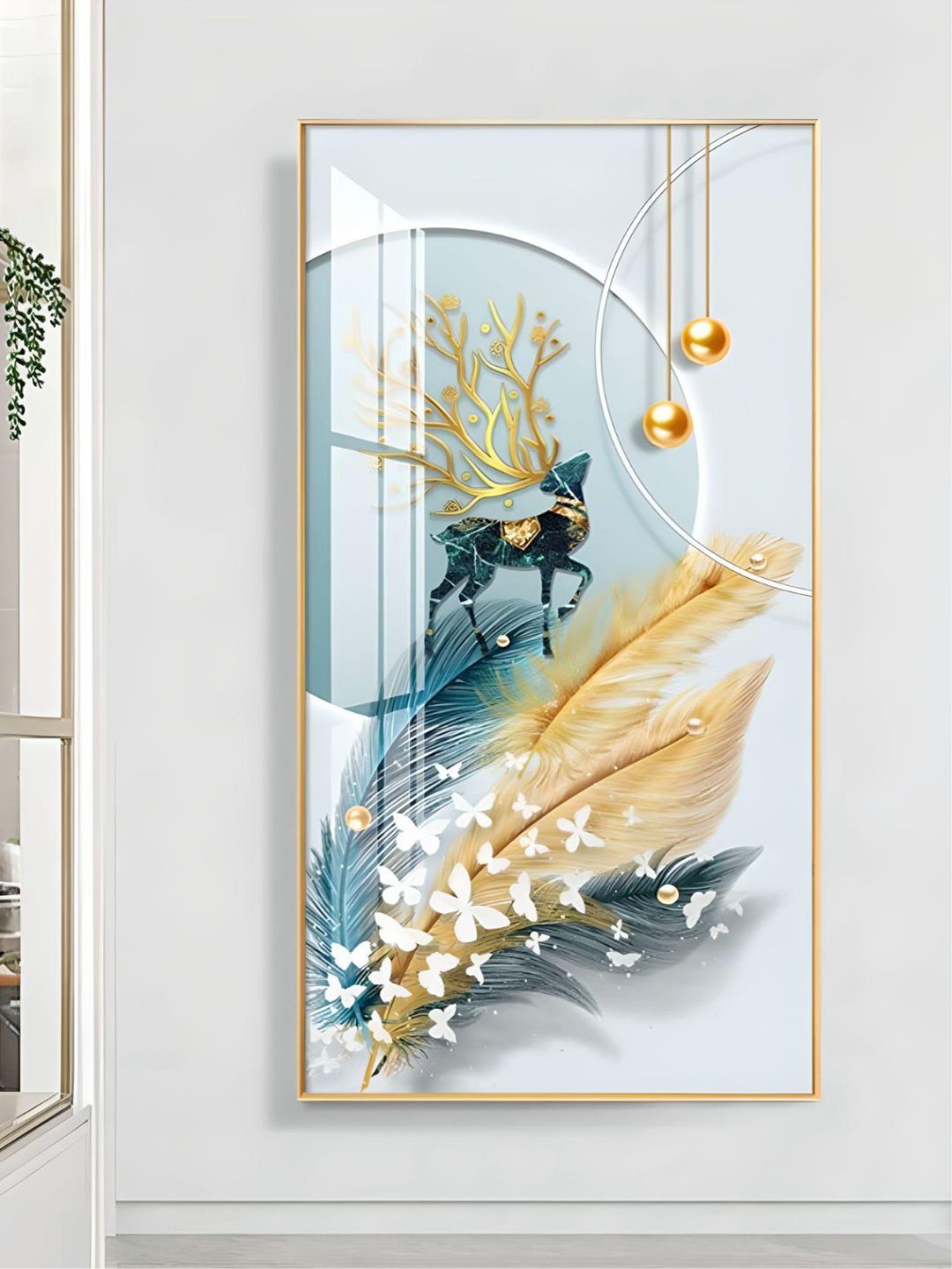 

THE HANDMADE FLAIR Blue & White Mystical Deer Landscape Wall Art