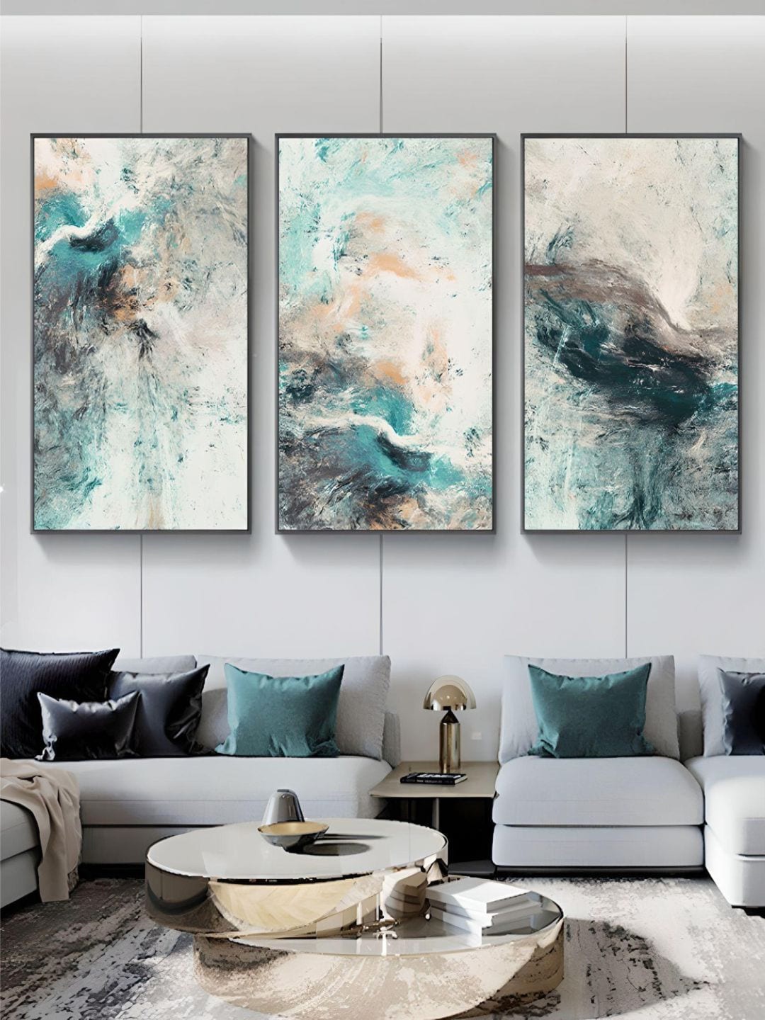 

THE HANDMADE FLAIR Green & Blue Natural Shades Painting Wall Art