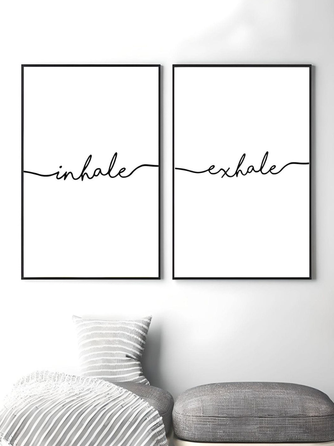 

THE HANDMADE FLAIR White & Black 2 Pieces Inhale Exhale Framed Wall Art