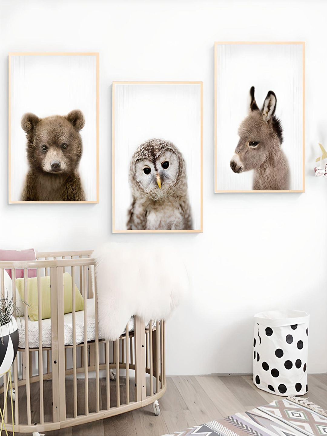 

THE HANDMADE FLAIR Brown & White 3 Pieces Animals Wall Art