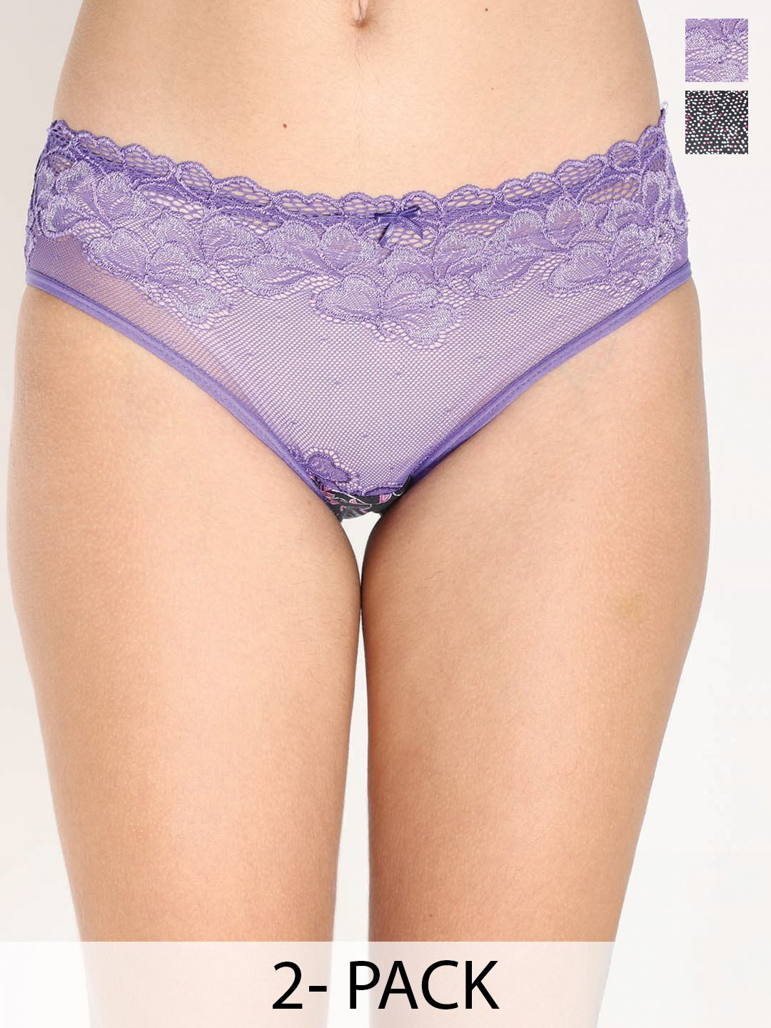 

Reveira Pack Of 2 Self Design Lace Satin Hipster Briefs Naira2P-3-S, Pink