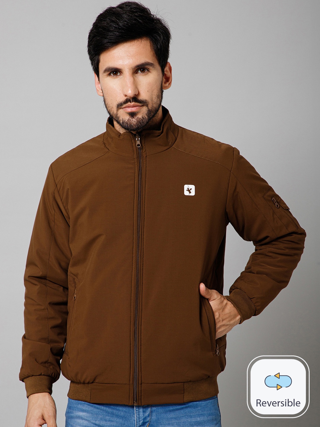 

Cantabil Reversible Bomber Jacket, Brown