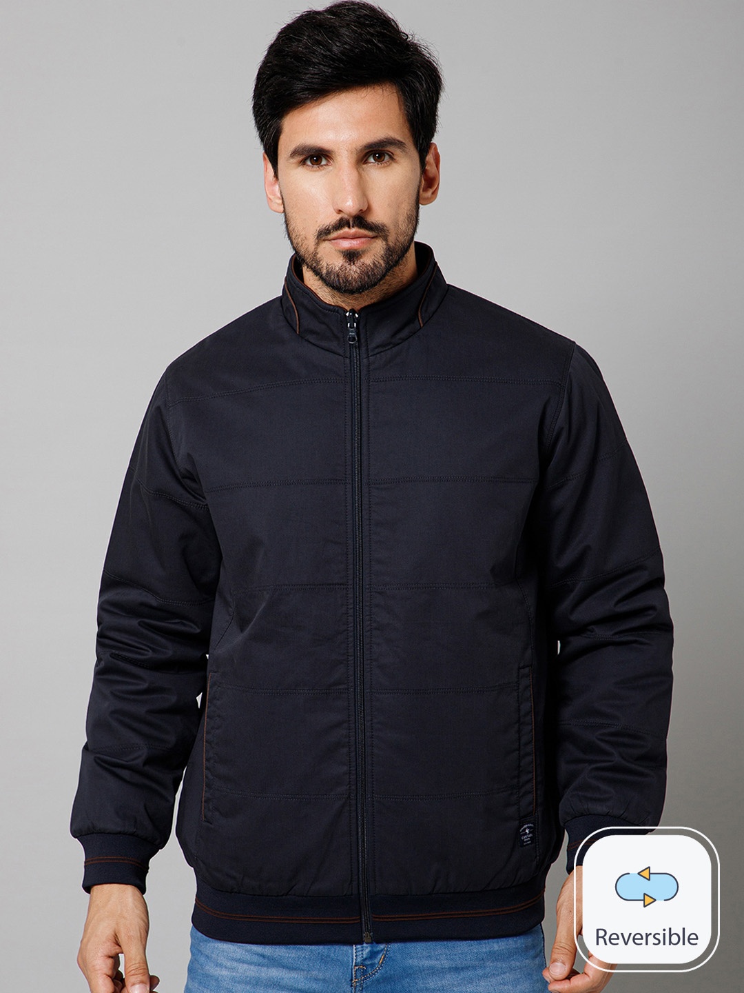 

Cantabil Reversible Bomber Jacket, Navy blue