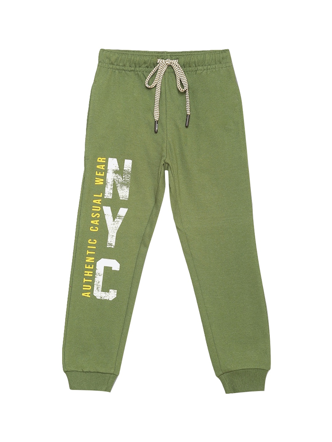 

2Bme Boys Typography Printed Cotton Joggers, Olive