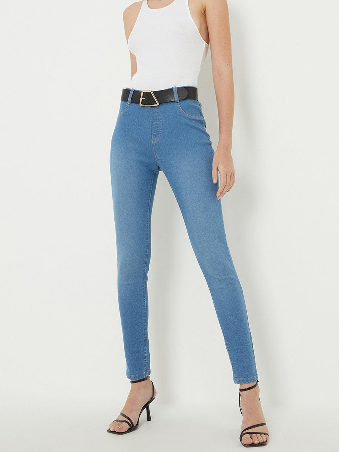 

DOROTHY PERKINS Women Skinny Washed Denim Treggings, Blue