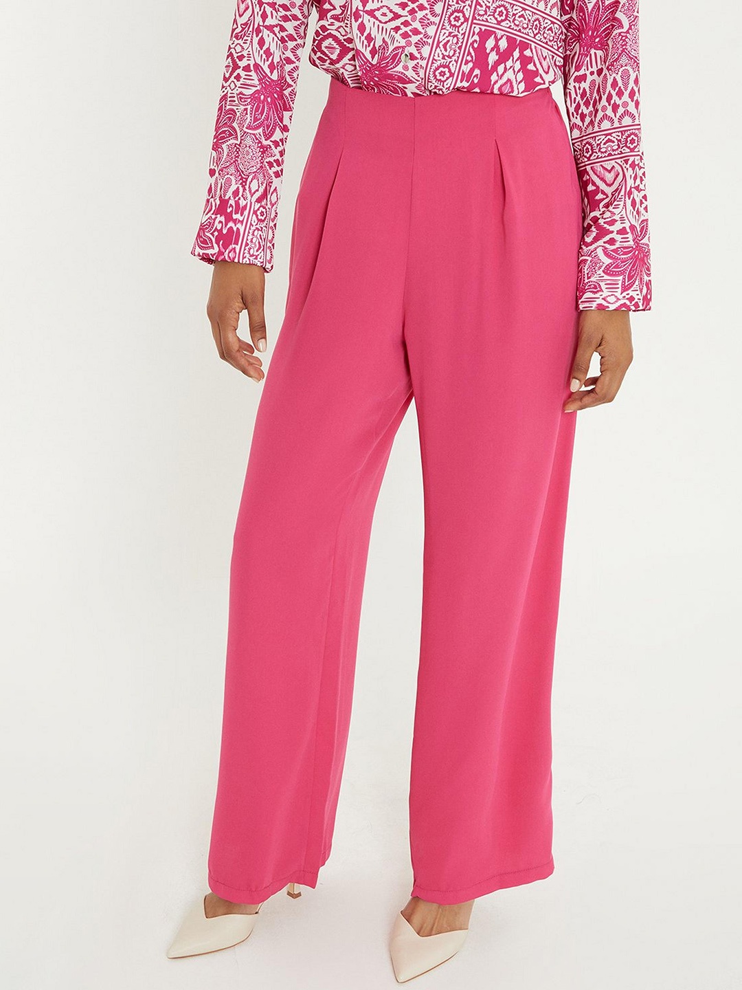 

DOROTHY PERKINS Women Pleated Wide Leg Trousers, Fuchsia