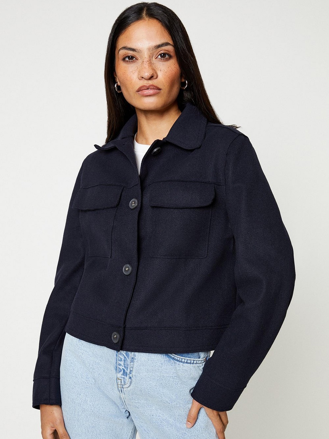 

DOROTHY PERKINS Women Crop Tailored Jacket, Navy blue