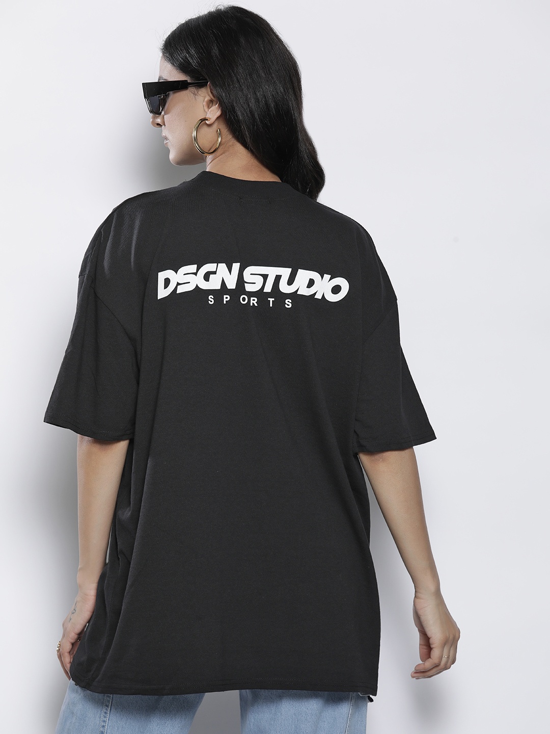 

Boohoo Printed Pure Cotton Oversized T-shirt, Black