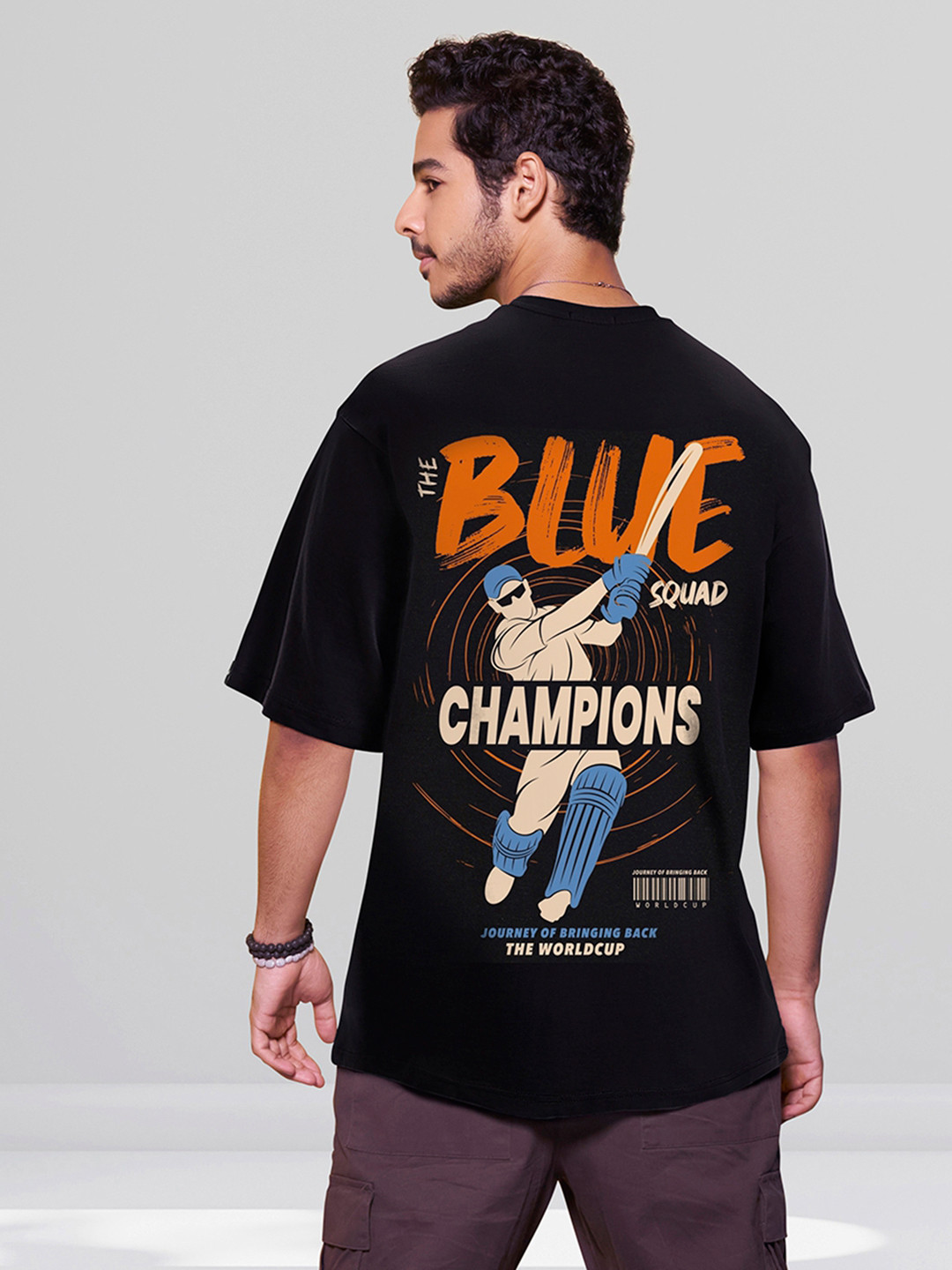 

Bewakoof Black The Blue Squad Graphic Printed Oversized T-shirt