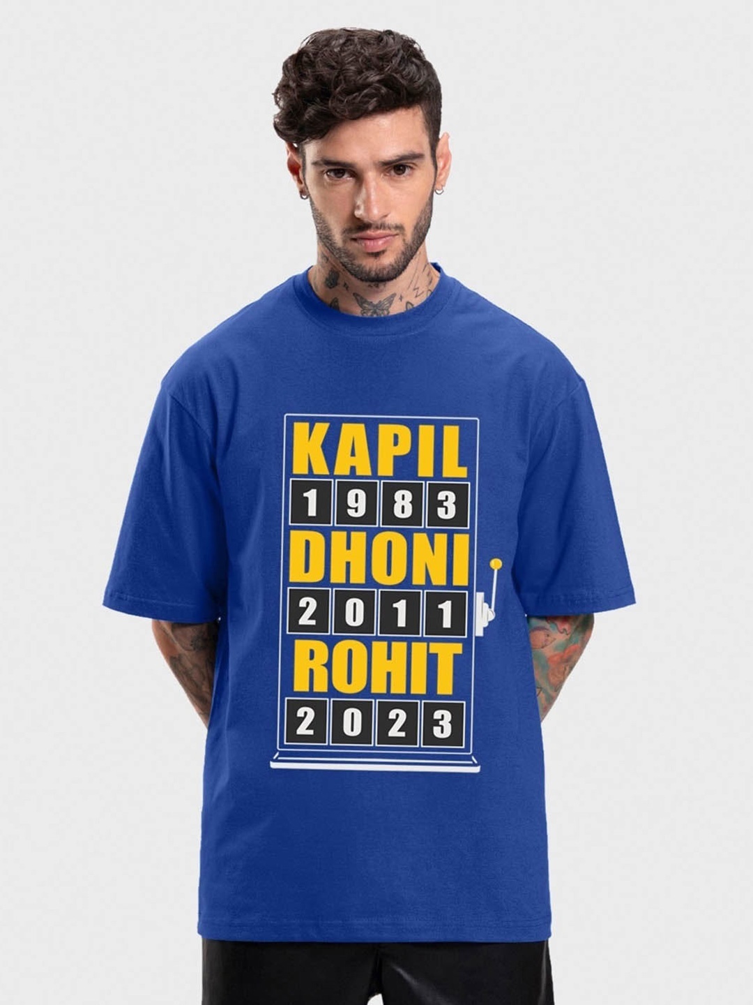 

Bewakoof The Jackpot Graphic Printed Oversized T-shirt, Blue