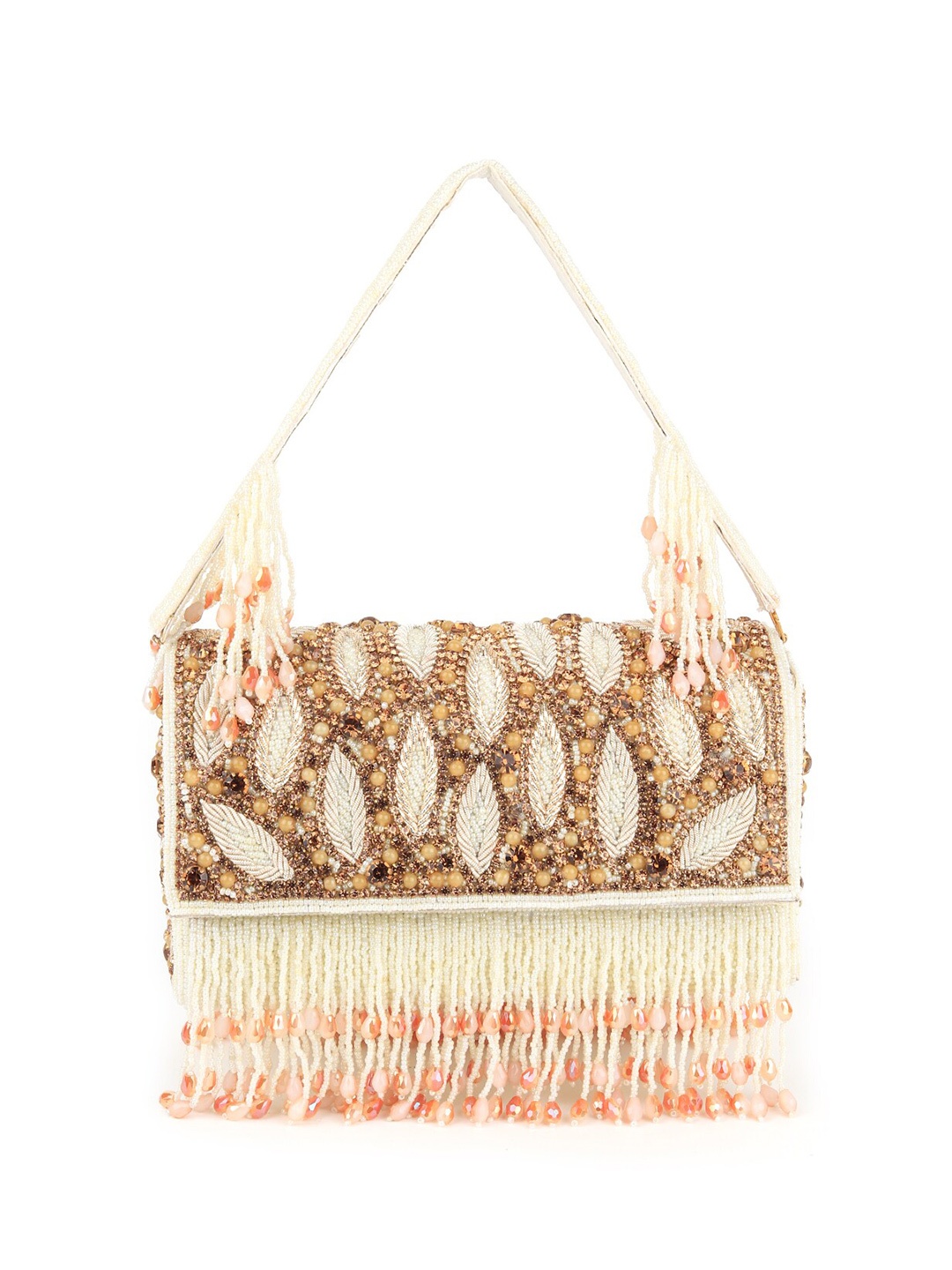 

ODETTE Embellished Tasselled Box Clutch, Gold